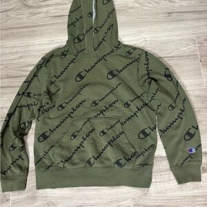 Champion Forest Green Logo Hoodie Size. M